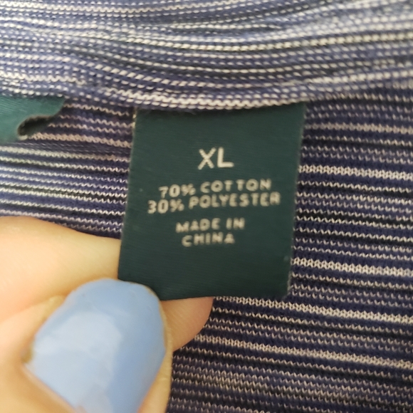 PERRY ELLIS V-neck Men's XL Shirt Blue Striped - Picture 6 of 7